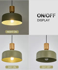 Dope Green Contemporary Pendant Light with Wood and Brass Accents Adjustable Hanging Lamp On/Off Display in 12 Inch Shade