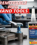 Blue Medium Strength Threadlocker Kit Three Pack 1.69 Oz Bottles Removable With Hand Tools Locks Metal Fasteners Against Vibration