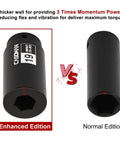 1/2 Inch Drive 19mm Crank Bolt Socket For Honda Harmonic Balancer, CR-MO Impact Socket comparing enhanced and normal editions