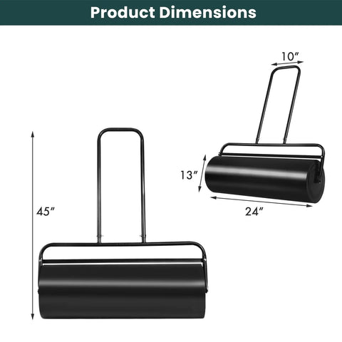 Beefed Up Heavy Duty Lawn Roller 13 Gallon Sand And Water Filled Push And Tow Behind Yard Roller dimensions view