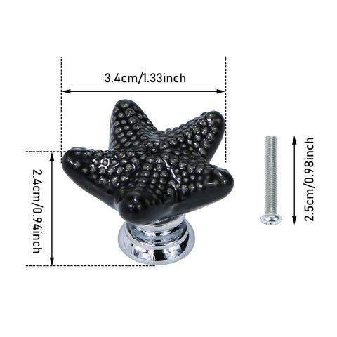 Upgrade Your Cabinets With These Badass Black Starfish Drawer Knobs Coastal Ceramic Cabinet Handles Fresh Ocean Themed Set measuring 3.4cm x 2.4cm.