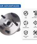 Front Wheel Hub Bearing Assembly Direct Fit For Jeep Grand Cherokee 1999 2000 2001 2002 2003 2004 All Models 5 Lug Replacement OEM Quality