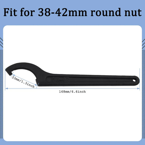 C Hook Spanner Wrench Black Adjustable Hook Tool Carbon Steel Spanner Collet Chuck For 38-42mm Round Nut 6.6 Inch Length