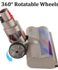 Quick Release Turbine Brush Cleaner Head For V15 V11 V10 V8 V7 Vacuums, with 360° rotatable wheels for versatile cleaning.