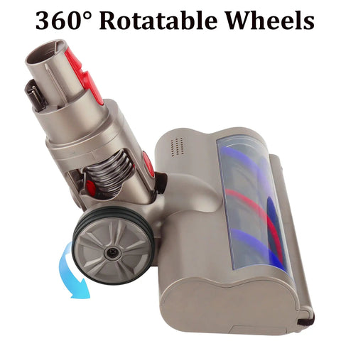 Quick Release Turbine Brush Cleaner Head For V15 V11 V10 V8 V7 Vacuums, with 360° rotatable wheels for versatile cleaning.