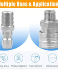 1/4 in stainless steel pressure washer quick-connect fittings, 4-pack with male/female threads for home/commercial use
