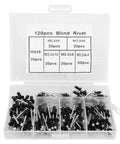 One Sided Aluminum Blind Rivets Kit With Standard Head Smooth Surface Fasteners M2.4 M3 M3.2 M4 in 120-piece box