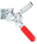 Side view of Heavy Duty Quick Release Toggle Clamp For Woodworking Jigs And Fixtures And Drill Press Hold Down Tool, red handle