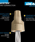 No Sweat Twist On Wire Connectors For 22 To 8 Awg Bag Of 100 Built Tough showing design features and easy install texture.