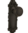 Victorian Plate With Craftsman Door Knob Privacy Set, Oil Rubbed Bronze Finish, Solid Brass Plates With Lead Crystal Knobs, Old School Charm