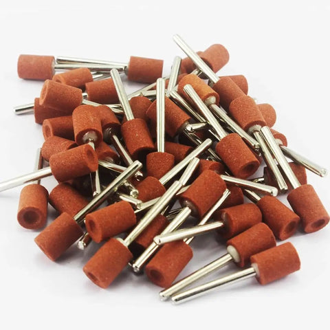 Fifty Piece Ten Millimeter Cylindrical Grinding Stone Set With One Eighth Inch Shank For Your Everyday Rotary Tools Pro Grade Aluminum Oxide Abrasive Mounted Grinding Points