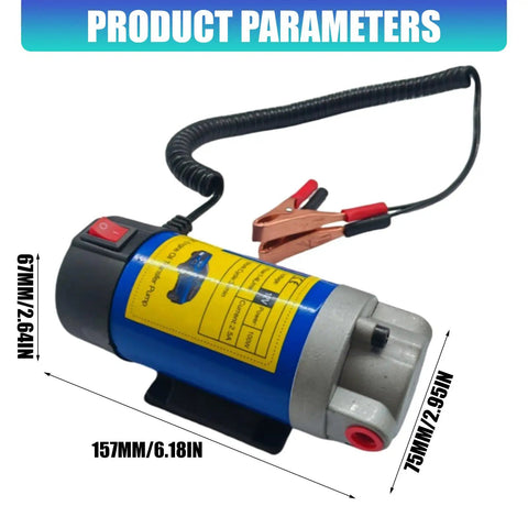 Professional 24V Electric Oil Pump 100W Fast Fluid Transfer Compact Design Lightweight Aluminum And Cast Iron Build For Garage Maintenance Safe Mess Free Transfer Of Fuels Lubricants And Hydraulic Fluids Reliable Tool