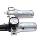 Air Pressure Filter Regulator Lubricator With Gauge Three Eighths Inch Aluminum FRL Unit for pneumatic tools and compressors