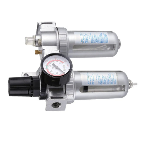 Air Pressure Filter Regulator Lubricator With Gauge Three Eighths Inch Aluminum FRL Unit for pneumatic tools and compressors