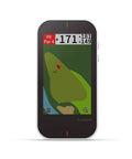 All In One GPS Golf Handheld With Built In Launch Monitor 3.5 Inch Sunlight Readable Touchscreen displaying golf course map