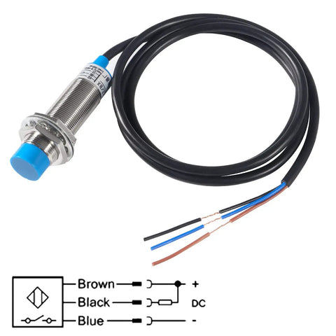 Inductive Proximity Sensor 8mm Detecting Distance 3 Pack NPN NO DC 6-36V 3-Wire M18 Switch for 3D Printer Bed Leveling