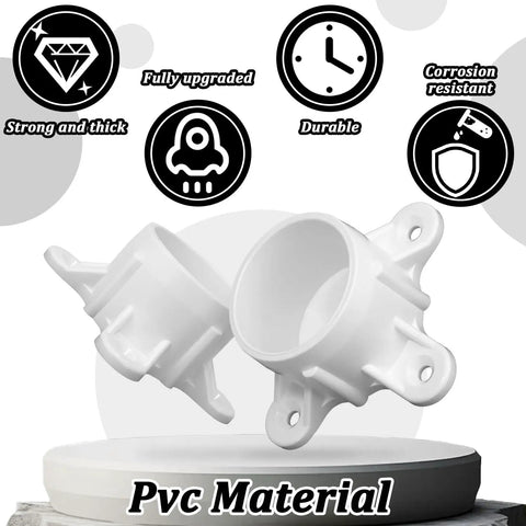 PVC Flange Fittings For One And A Half Inch PVC Pipe 12 Pack Gloss White Table Screw Caps displayed on a pedestal