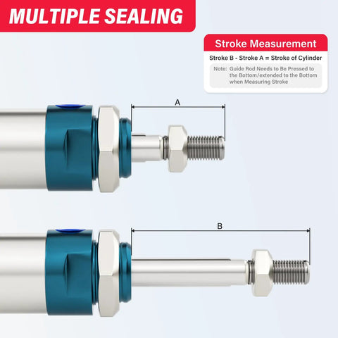 Double Acting Pneumatic Cylinder 25mm Bore 75mm Stroke With Y Connector And Fittings MAL25x75 stroke measurement illustration