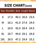 Size chart in inches for Light Blue Zip Up Hoodie For Women, Small to 2XL, shoulder, bust, length, sleeve measurements