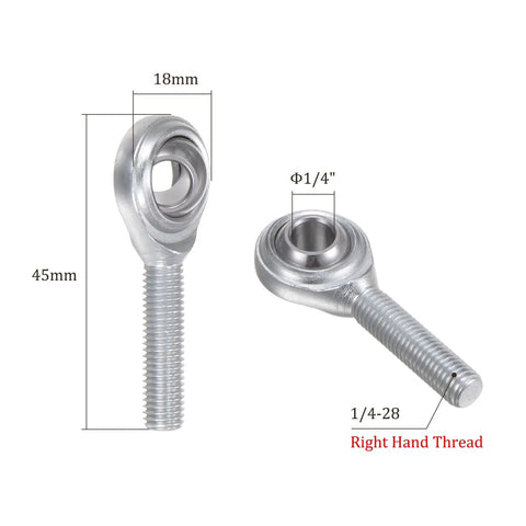 Top Tier Male Rod End Bearing Kit 1/4 Inch Bore 1/4-28 Unf Right Hand Thread Set with 1/4 inch diameter and solid design.