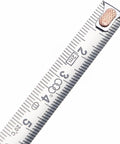 Close-up view of the tape measure showing clear markings, part of the Heavy Duty Retractable Tape Measure With Self Locking Belt Loop Clip And Strong Magnetic Hook For Fast Woodworking Construction On Professional Job Sites And Home Outdoor Renovations.