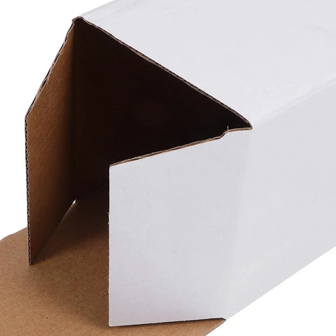 Close-up of 10 Pack Corrugated Cardboard Moving Boxes Mailers for Shipping and Packing 7x4x4 Inch partially open