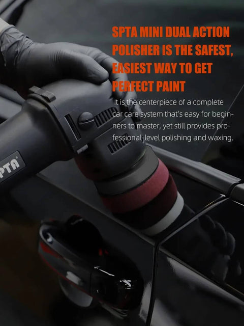 Compact 3 Inch Orbital Polisher With 10mm Orbit 780W Variable Speed Dual Action Ergonomic Grip on car surface