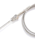Waterproof K-type grounded thermocouple probe, stainless steel body with NPT 1/4 inch thread and braided lead