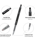 Close-up of Extra Fine 0.28mm Gel Pens Black Ink Go To School Office Set With retractable design and red wax capped nib