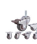 Set of four lightweight TPE caster wheels with brakes for furniture and home office, smooth rolling, universal stem, different angles