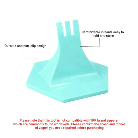 Zipper Jig Tool For Quick Zipper Repair Size 3 And Size 5 Easy Install turquoise durable installer for sewing projects.