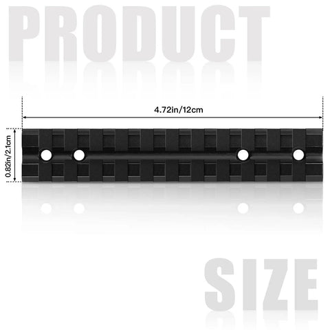 Beefy Picatinny Rail Mount For Ten Twenty Two Rifles With Eleven Slot Rail System, 4.72 in/12 cm size, black anodized aluminum