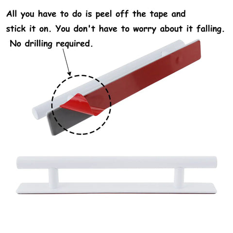 Two Pack Stick On Cabinet Handles Seven Point Eight Inch White No Drill Installation With Ultra Strong Adhesive Tape