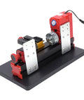 High Speed 20000Rpm Mini Motorized Lathe Machine For Woodworking And Metal Turning on a black base with red and silver components.