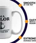I Don't Need An Alarm I Need My Coffee Sailor Mug 15oz White Ceramic Gift For Boaters Sailors Lake Lovers with anchor design