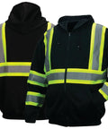 Enhanced Visibility Black Sweatshirt Worksite Ready With 2 Inch Silver Reflective Tape ANSI Type 0 Class 1 Size 3X Large