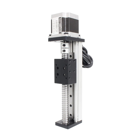 Front view of a Heavy Duty 300mm Linear Stage Actuator with Square Slide Rail and 1605 Ballscrew Motorized XY XYZ CNC Linear Stage Table