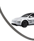 Slick Rear Trunk Spoiler For Tesla Model Y Juniper 2025 2026, black aerodynamic rear wing on white car, quick bolt install.