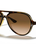 RB4125 Cats 5000 Aviator Sunglasses Unisex Medium Fit 131mm Hinge To Hinge Light Havana Frames With Clear Gradient Brown Lenses