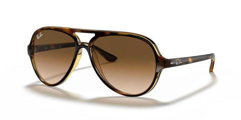 RB4125 Cats 5000 Aviator Sunglasses Unisex Medium Fit 131mm Hinge To Hinge Light Havana Frames With Clear Gradient Brown Lenses