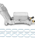 Full Aluminum Engine Oil Filter Housing And Oil Cooler Kit With Gaskets And Sensors For 2011 2016 3 6L V6 Chrysler Dodge Jeep Ram Models Built To Roll visible