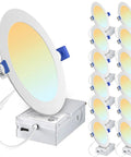 5CCT LED Recessed Canless Ceiling Light Kit 6 Inch Ultra Thin Dimmable 12W 110W Equivalent 12 Pack Junction Box Visible