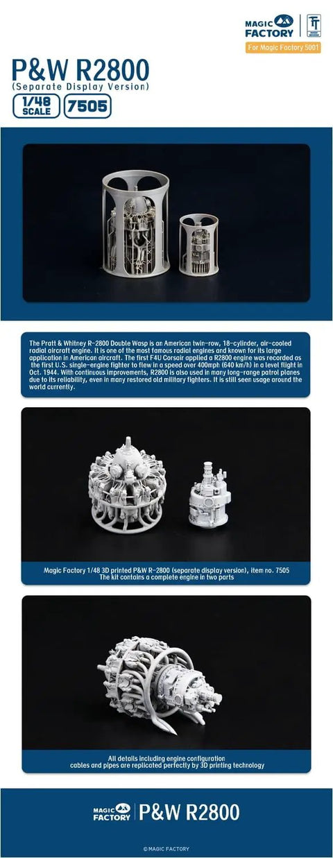 1 By 48 PW R2800 Star 18 Cylinder Aircraft Engine Resin Kit Display Model With Engine Accessories Unpainted Assembly Kit