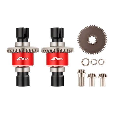 Beefed Up Alloy Front And Rear Differential And Spur Input Gear Kit For HyperGO 1/16 And 1/14 RC Cars Red Upgrade
