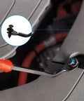 Tool using 1365Pcs Car Push Retainer Clips Kit Nylon Fasteners Set, 44 Popular Sizes for engine cover installation.
