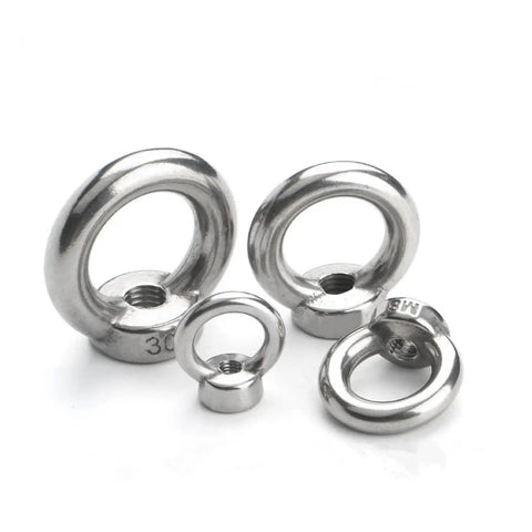 Premium 304 Stainless Steel Lifting Eye Nut Screw Ring Eyebolt M10 set with various sizes for heavy duty rigging applications.
