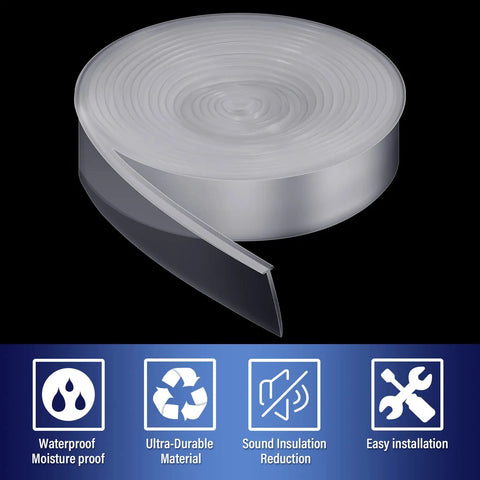 108 Inch Silicone Shower Door Seal Strip Bottom Sweep For Swing Glass Doors Waterproof Replacement For Home Bathroom Clear
