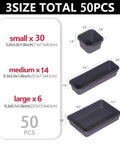 50 Pack Tool Box Organizer Tray Set With 3 Size Trays For Desk Drawer And Garage Organization, side view sizes shown