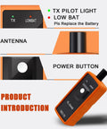 GM TPMS Relearn Tool For Tire Sensor Activation EL-50448 showing power button, antenna, and indicator lights in orange.