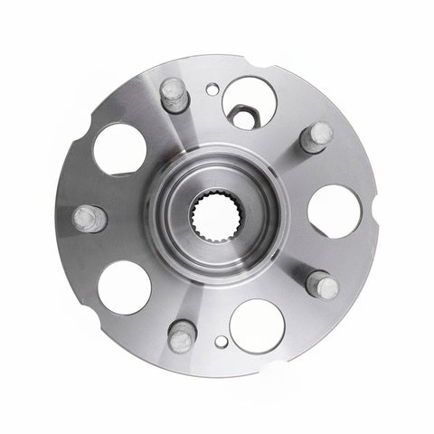 Top view of Wheel Hub And Bearing Assembly For Acura RDX 3.5L 2013-2015 And Honda CR-V 2.4L 2012-2016, 5 Lug, 114.3 Mm Bolt Circle, M12x1.5, Steel, Polished Protected.